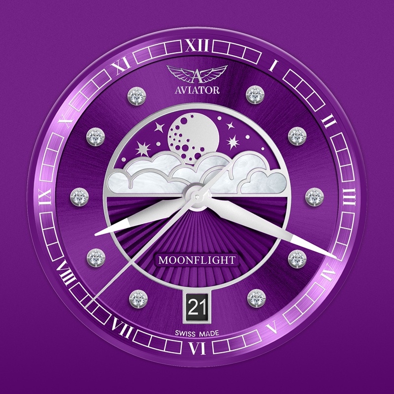 Zegarek Aviator Douglas Moonflight Purple Diamond Limited Edition V.1.33.0.361.4 (V13303614)