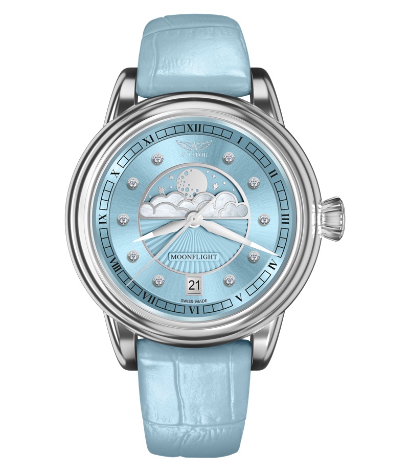 Zegarek Aviator Douglas Moonflight Ice Blue Diamond Limited Edition V.1.33.0.359.4 (V13303594)