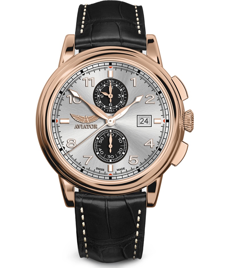 Zegarek Aviator Douglas Quartz Chronograph V.2.45.2.412.4 (V24524124)
