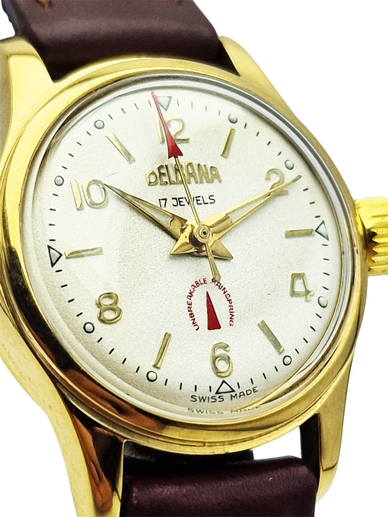 Pozłacana Delbana 17 Jewels FEF 400 lata 50. - idealna!